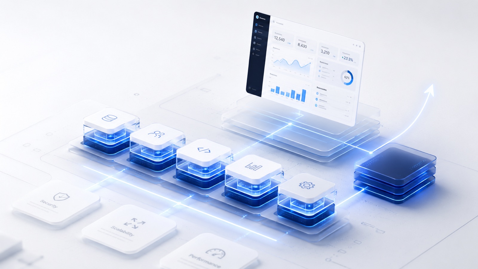 Modules logiciels qui s'assemblent et évoluent vers un tableau de bord